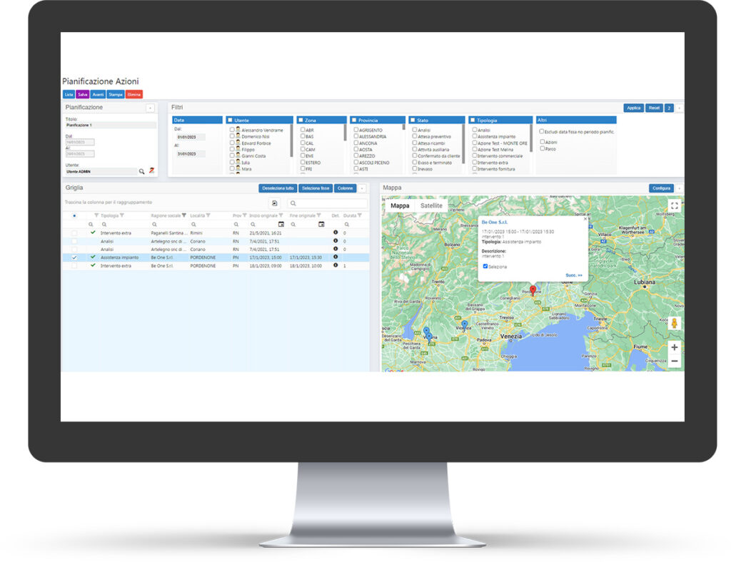 Interfaccia originale del CRM BeLink